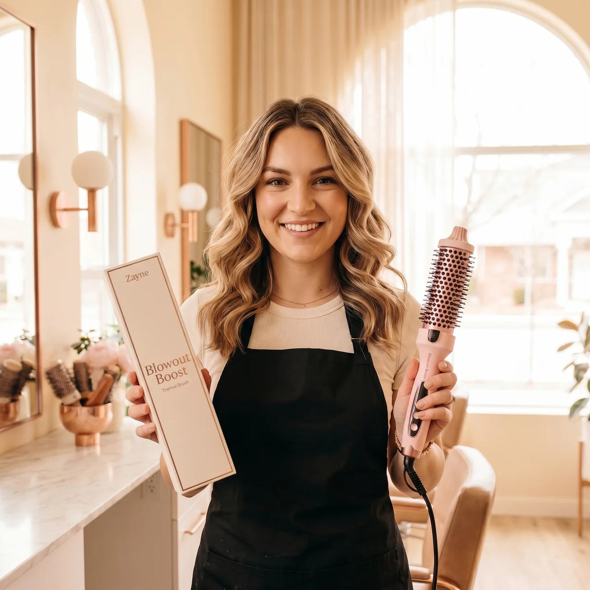 Zayne Friseurmeisterin präsentiert den Blowout Boost